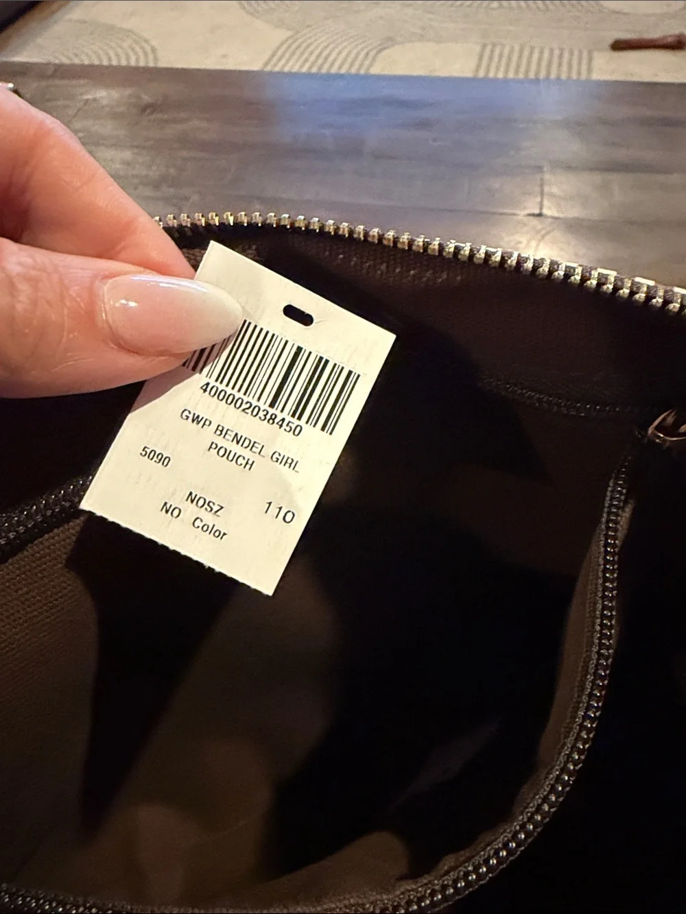 henri bendel Brown and White Striped "#bendelgirl" Cosmetic Pouch - Picture 6 of 8